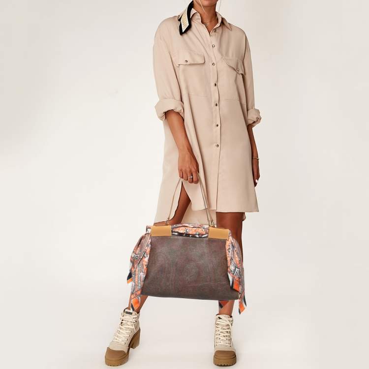 Pre Owned Etro Multicolor Paisley Print Coated Canvas and Leather Tote
