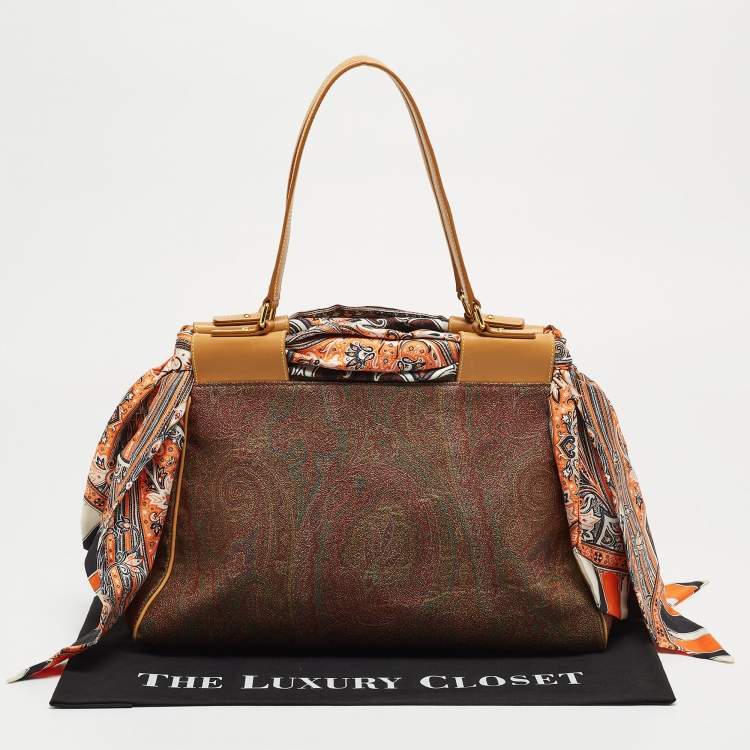 Pre Owned Etro Multicolor Paisley Print Coated Canvas and Leather Tote