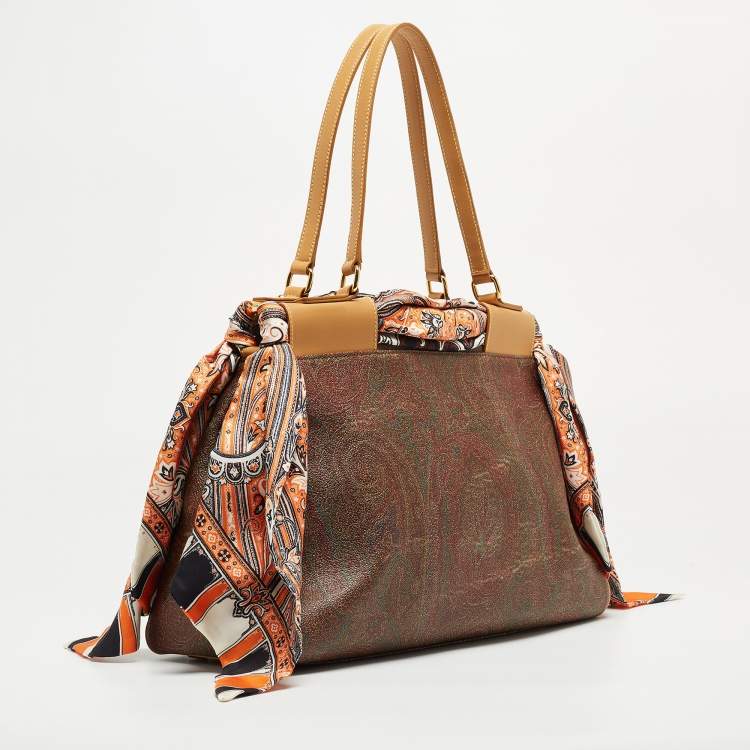 Pre Owned Etro Multicolor Paisley Print Coated Canvas and Leather Tote