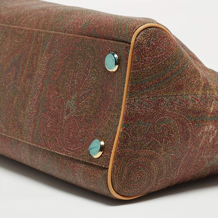 Pre Owned Etro Multicolor Paisley Print Coated Canvas and Leather Tote