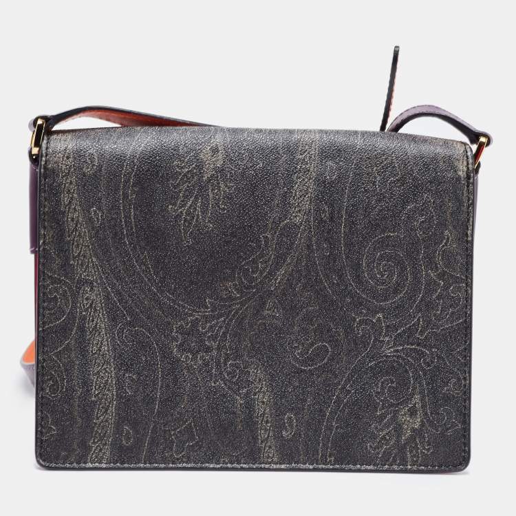 Pre Owned Etro Multicolor Paisley Coated Canvas and Leather Flap Crossbody Bag