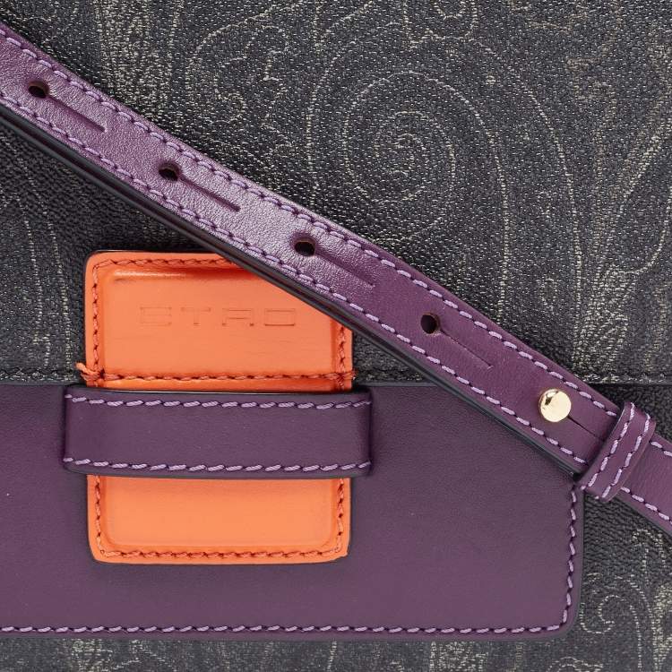 Pre Owned Etro Multicolor Paisley Coated Canvas and Leather Flap Crossbody Bag
