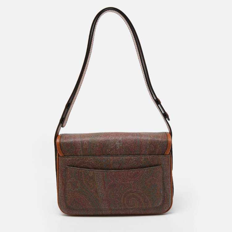 Pre Owned Etro Multicolor Paisley Coated Canvas and Leather Flap Crossbody Bag