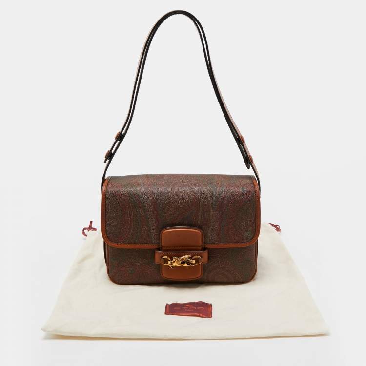 Pre Owned Etro Multicolor Paisley Coated Canvas and Leather Flap Crossbody Bag