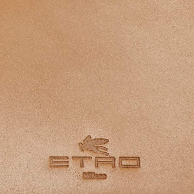Pre Owned Etro Brown Paisley Print Coated Canvas Trifold Continental Wallet