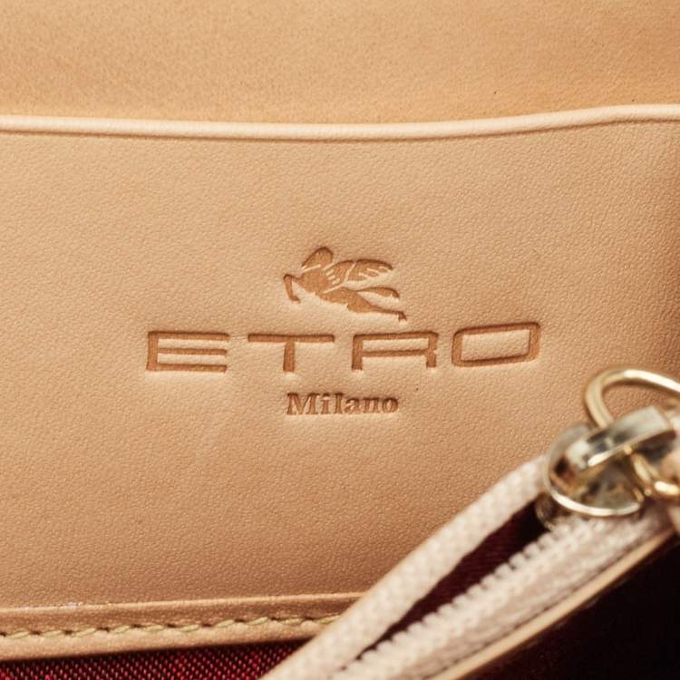 Pre Owned Etro Multicolor Paisley Print Leather Wristlet Continental Wallet