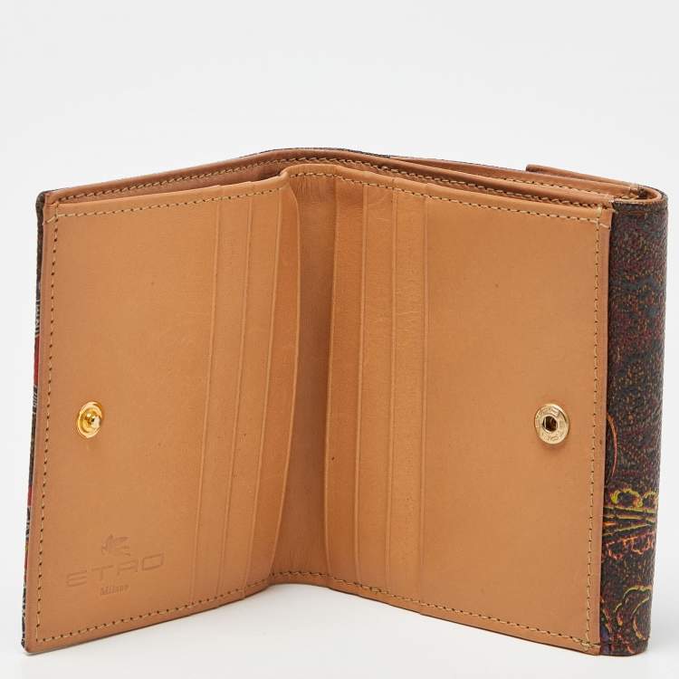 Pre Owned Etro Multicolor Paisley Printed Coated Canvas Compact Wallet