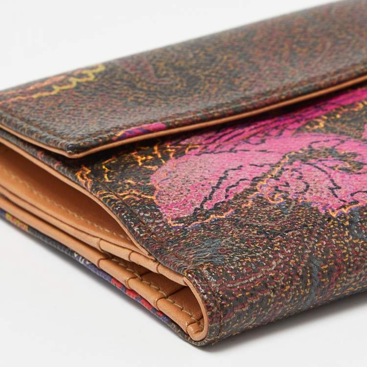 Pre Owned Etro Multicolor Paisley Printed Coated Canvas Compact Wallet