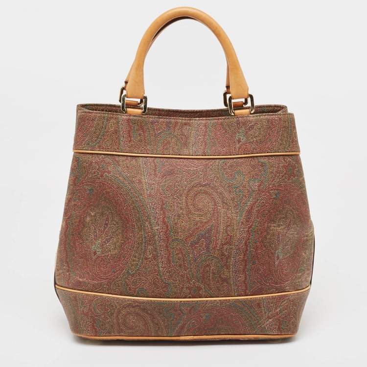 Pre Owned Etro Multicolor Paisley Print Coated Canvas and Leather Tassel Bucket Bag
