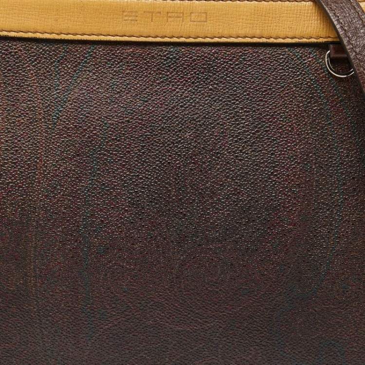 Pre Owned Etro Brown Paisley Print Coated Canvas and Leather Crossbody Bag