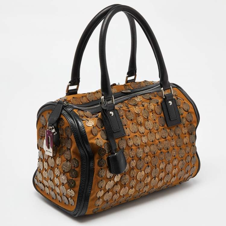 Pre Owned Etro Brown/Black Metal Metal Embellished Duffle Bag