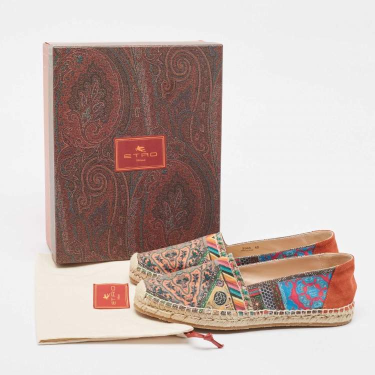 Pre Owned Etro Multicolor Canvas and Suede Espadrilles Flats Size 40