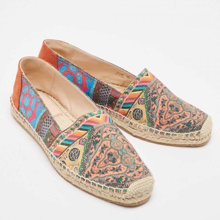 Pre Owned Etro Multicolor Canvas and Suede Espadrilles Flats Size 40