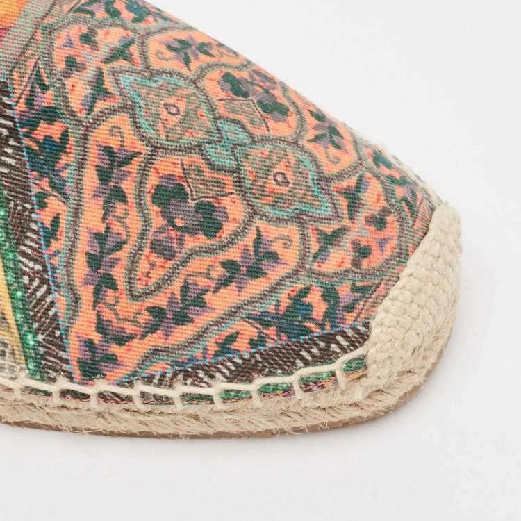 Pre Owned Etro Multicolor Canvas and Suede Espadrilles Flats Size 40