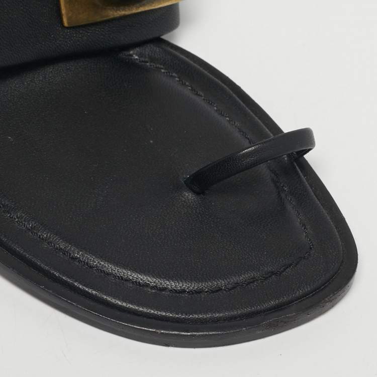 Pre Owned Etro Black Leather Slip On Slide Sandals Size 39