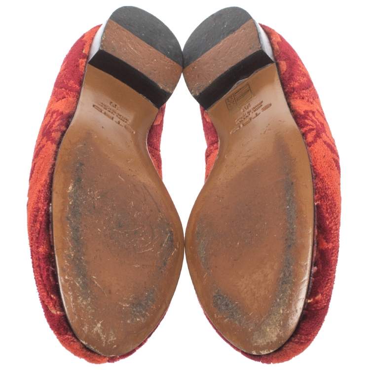 Pre Owned  Etro Red Brocade Velvet Smoking Slippers Size 39