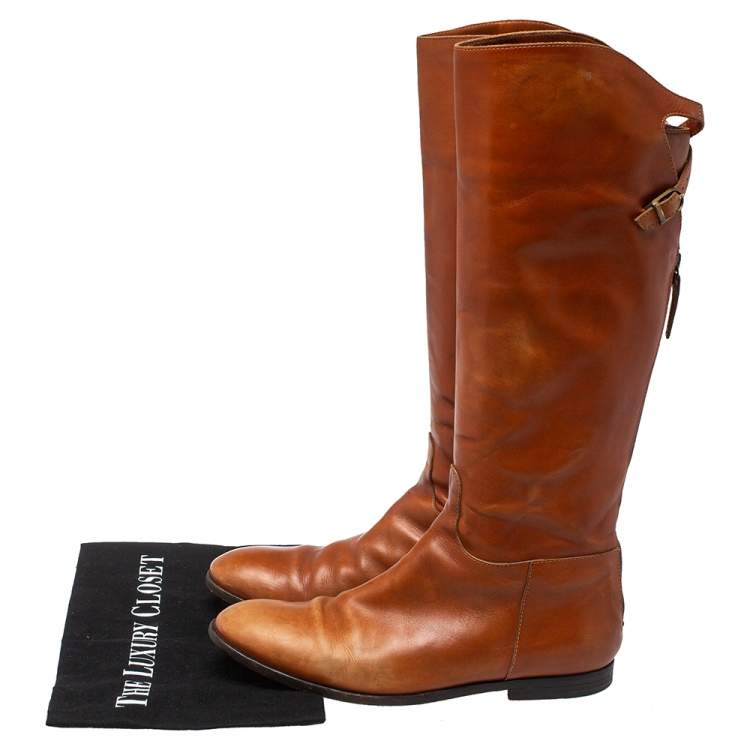 Pre Owned Etro Brown Leather Midcalf Boots Size 38