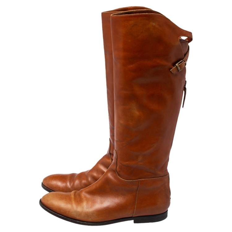 Pre Owned Etro Brown Leather Midcalf Boots Size 38