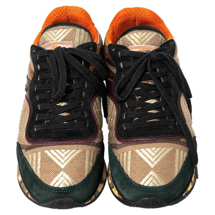 Pre Owned Etro Multicolor Suede And Brocade Fabric Low Top Sneakers Size 37