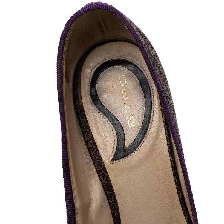 Pre Owned Etro Multicolor Paisley Print Coated Canvas Embellished Pumps Size 37
