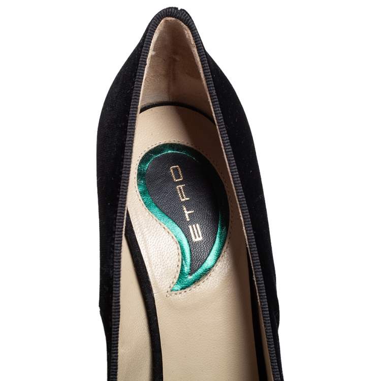 Pre Owned Etro Black Velvet Tassel Embellished Loafer Pumps Size 38.5