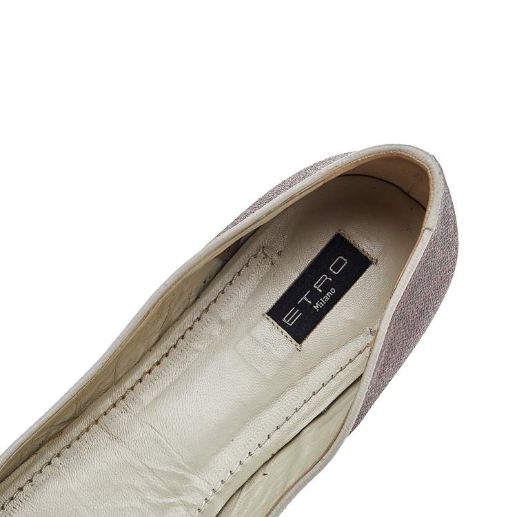 Pre Owned Etro Multicolor Croc Embossed And Leather Ballet Flats Size 38 