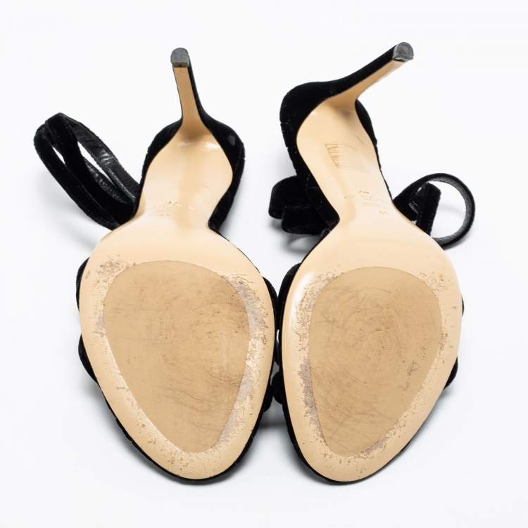 Pre Owned Etro Black Velvet Ankle Strap Sandals Size 41