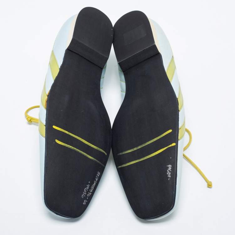Pre Owned Etro Green/Blue Leather Lace Oxfords Size 39