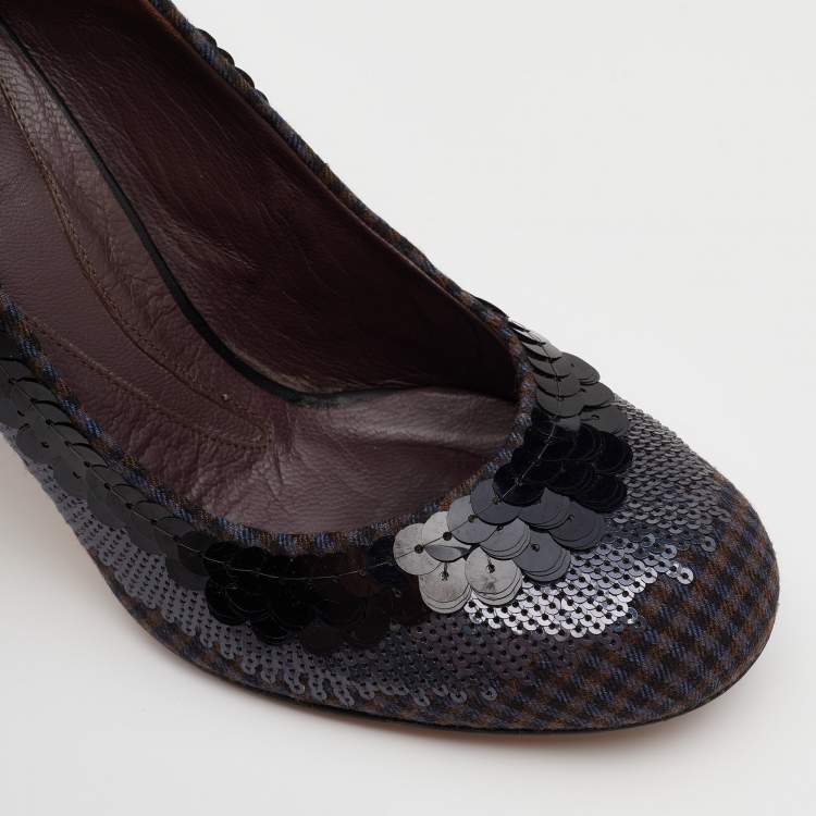 Pre Owned Etro Multicolor Sequins And Fabric Pumps Size 37.5