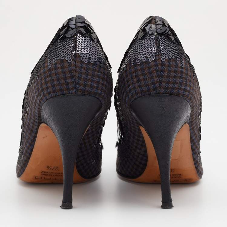 Pre Owned Etro Multicolor Sequins And Fabric Pumps Size 37.5