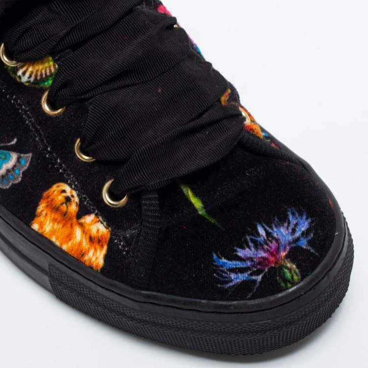 Pre Owned Etro Multicolor Velvet Low Top Sneakers Size 37