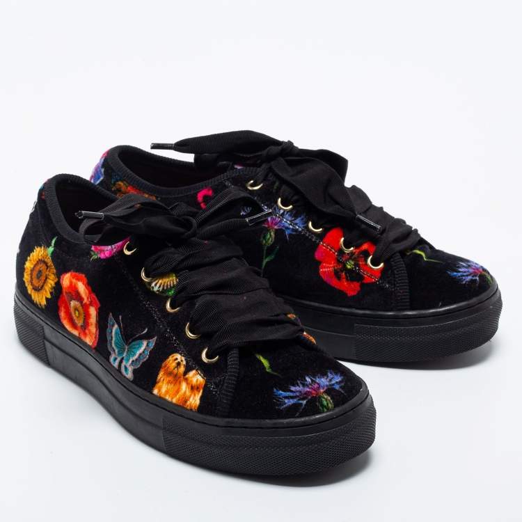 Pre Owned Etro Multicolor Velvet Low Top Sneakers Size 37