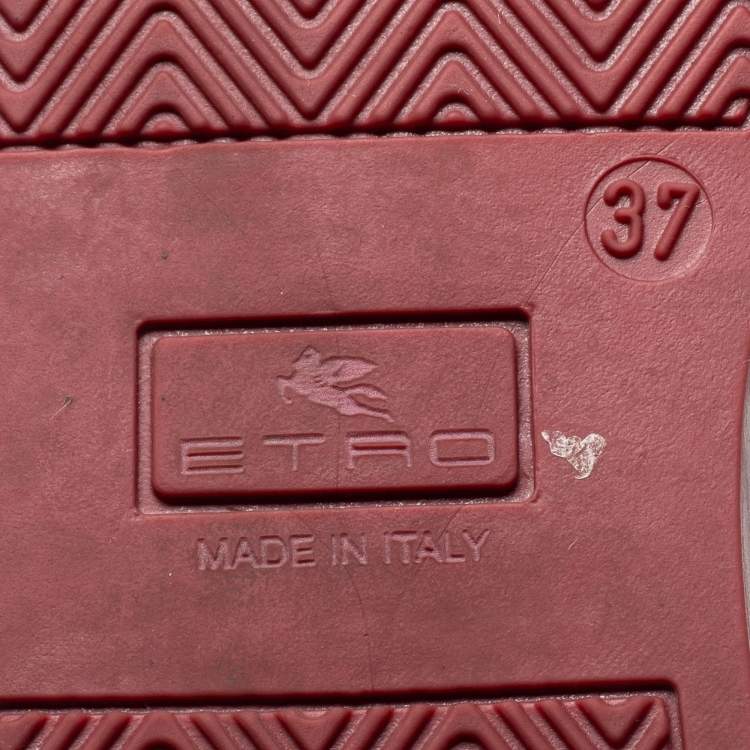 Pre Owned Etro Multicolor Fabric Lace Up Sneakers Size 37