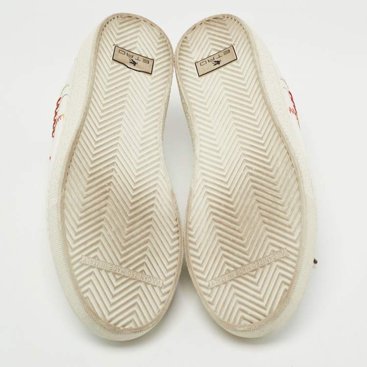 Pre Owned Etro White Leather Paisley Lace Up Sneakers Size 39