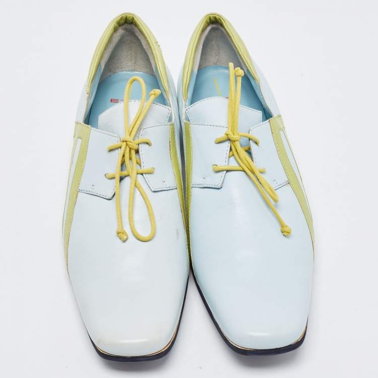 Pre Owned Etro Green/Blue Leather Lace Oxfords Size 39 