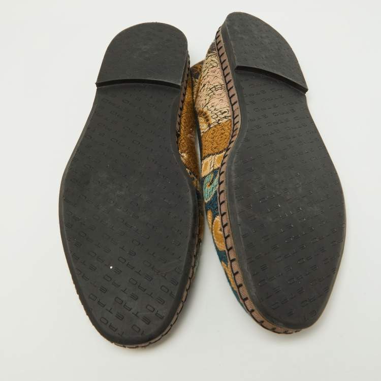Pre Owned Etro Multicolor Embroidered Fabric Smoking Slippers Size 38