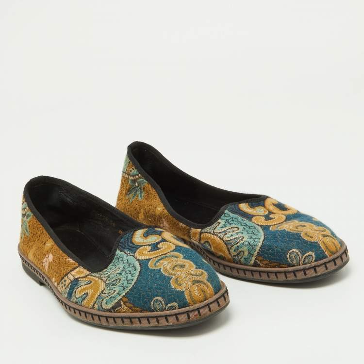 Pre Owned Etro Multicolor Embroidered Fabric Smoking Slippers Size 38