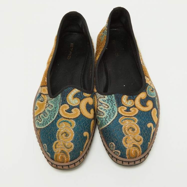 Pre Owned Etro Multicolor Embroidered Fabric Smoking Slippers Size 38