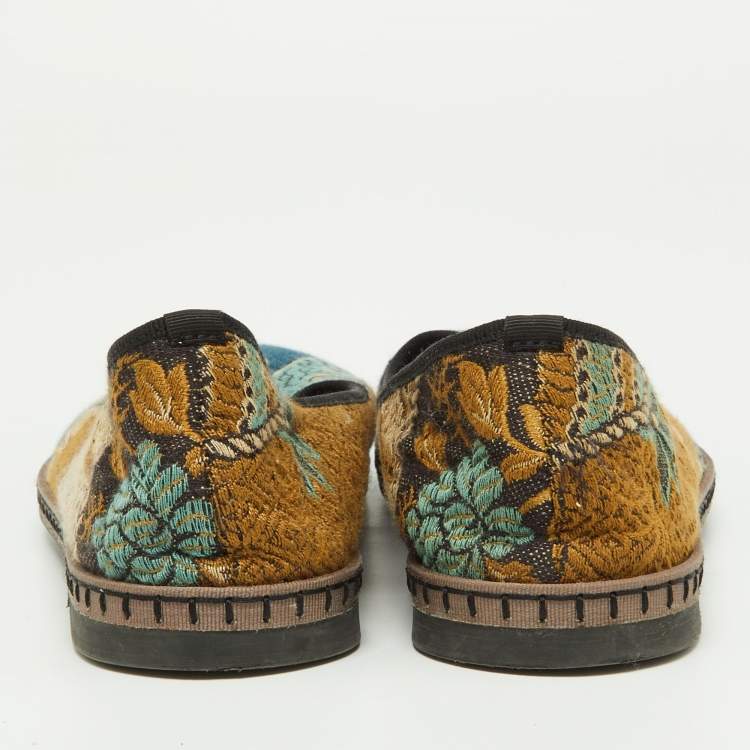 Pre Owned Etro Multicolor Embroidered Fabric Smoking Slippers Size 38