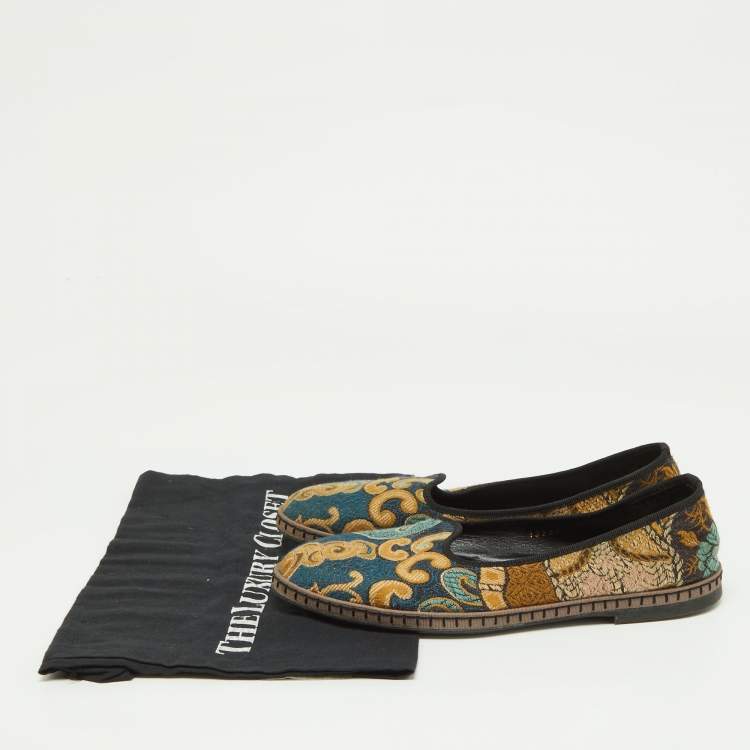 Pre Owned Etro Multicolor Embroidered Fabric Smoking Slippers Size 38