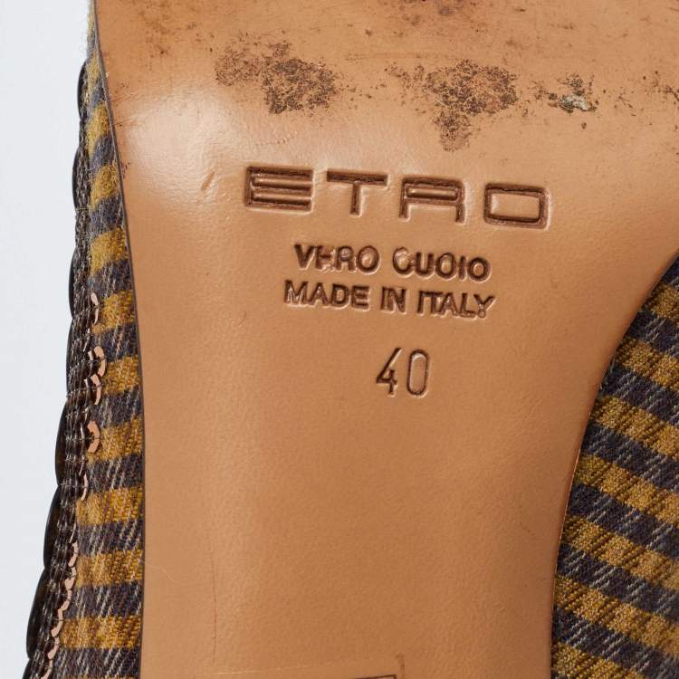 Pre Owned Etro Brown Sequins and Sequins Round Toe Pumps Size 40