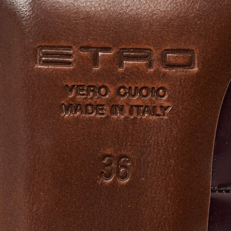 Pre Owned Etro Burgundy/Red Leather and Velvet Pumps Size 36
