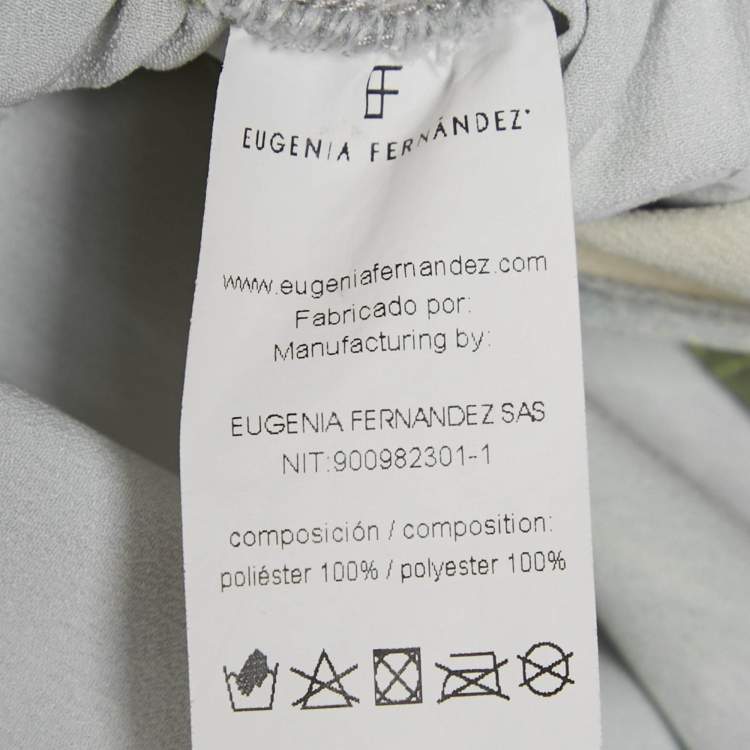Pre Owned   Eugenia Fernandez Sage Green Printed Satin Palma Maxi Dress XS