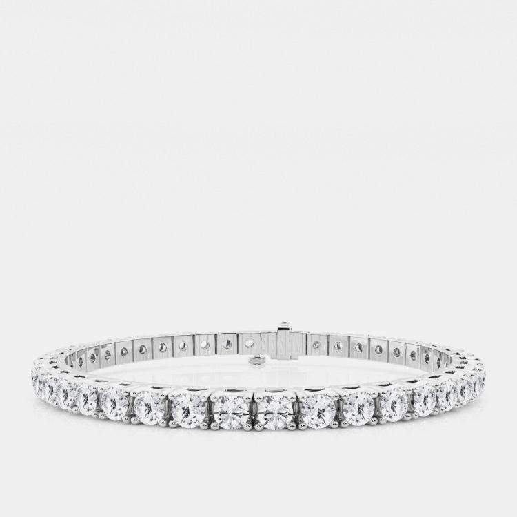 Pre Owned 14K White Gold Round Lab Grown Diamond Four Prong Box Tennis Bracelet (8 ctw)
