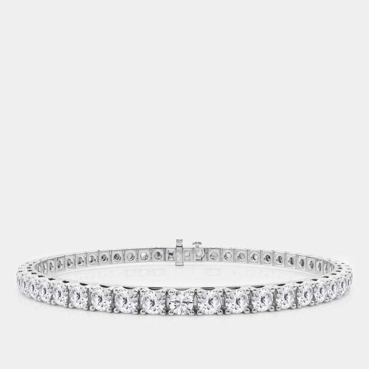 Pre Owned 14K White Gold Round Lab Grown Diamond Fashion Bracelet (10 ctw)