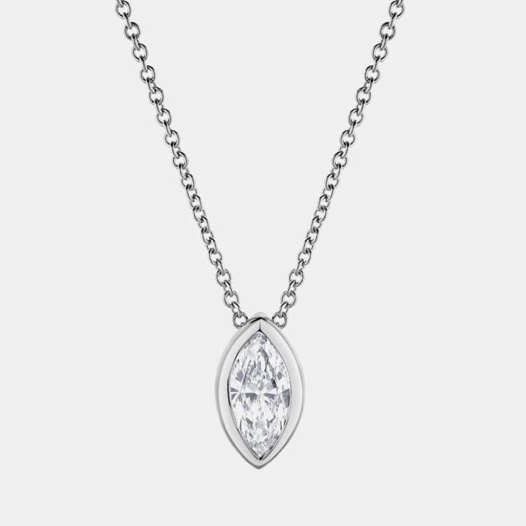 Pre Owned 14K White Gold  Lab Grown Diamond Pendant Necklace (0.63 cts)