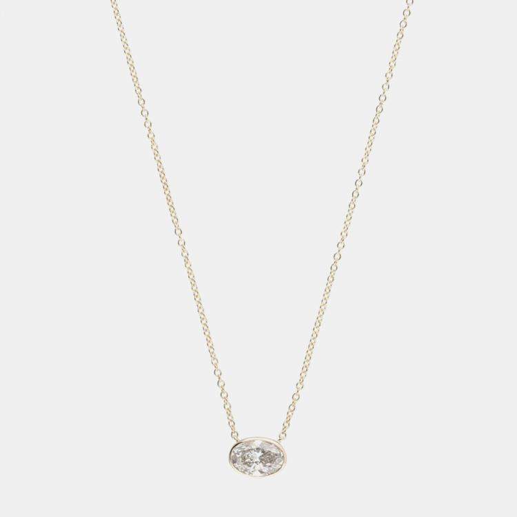 Pre Owned 14K Yellow Gold  Lab Grown Diamond Pendant Necklace (0.95 cts)