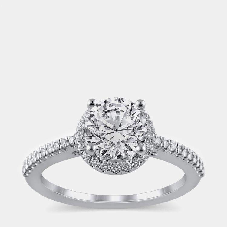 Pre Owned 14K White Gold  Lab Grown Diamond Engagement Ring (1 cts) US 7