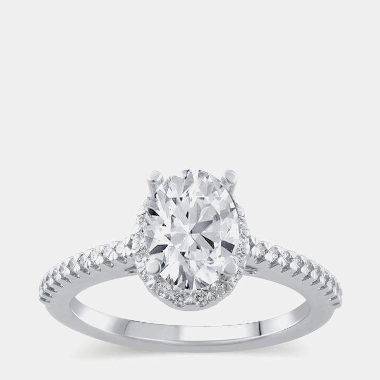 Pre Owned 14K White Gold  Lab Grown Diamond Engagement Ring (1 cts) US 7