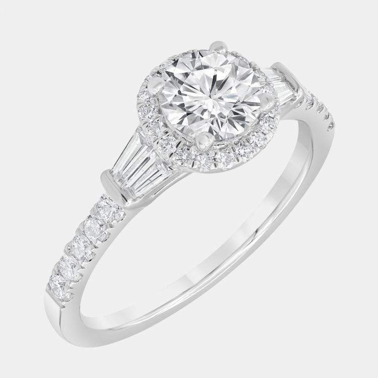 Pre Owned 14K White Gold  Lab Grown Diamond Engagement Ring (1.25 cts) US 7
